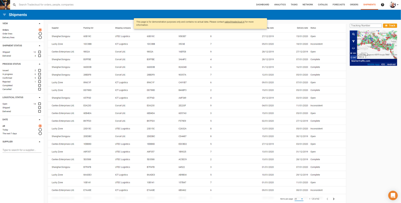 shipment page
